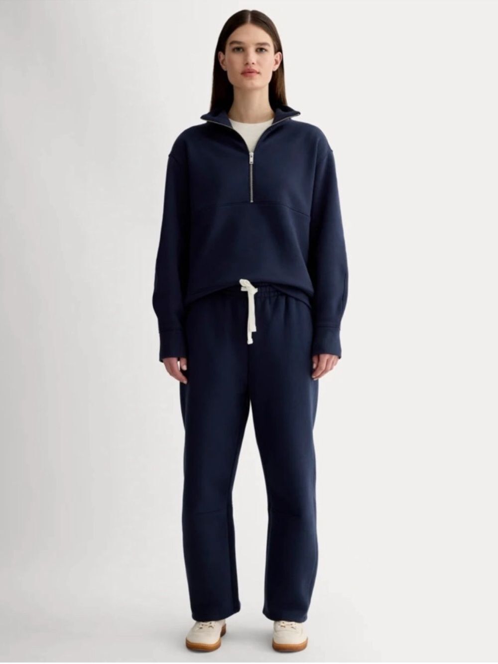 New Everlane LUXE FLEECE BARREL SWEATPANT in Navy Size XXS